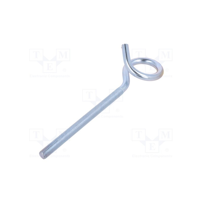 1 pcs x DROMET - HOH10200 - Hook, ring, steel, zinc, Thread len: 130mm, Overall len: 200mm