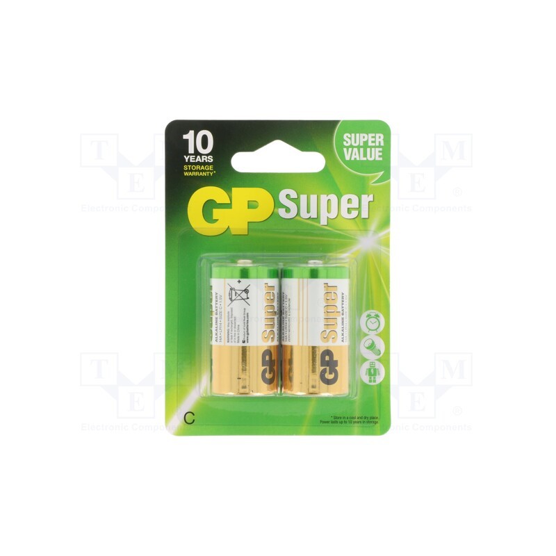 1 set x GP - 14A-U2 - Battery: alkaline, 1.5V, C, non-rechargeable, Ø26x50mm, 2pcs.