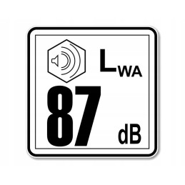 Lion sticker 87 dB marking the power of the noise level
