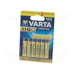 1 set x VARTA - 4103101416 - Battery: alkaline, 1.5V, AAA, non-rechargeable, 6pcs, LONGLIFE