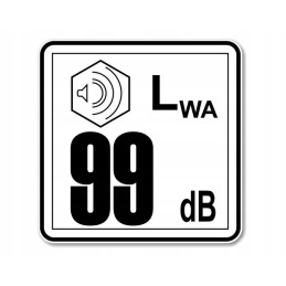 Lion sticker 99 dB marking the power of the noise level