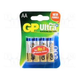 1 set x GP - GP 15AU ULTRA PLUS B4 - Battery: alkaline, 1.5V, AA, non-rechargeable, Ø14.5x50.5mm, 4pcs.
