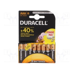 1 set x DURACELL - LR3/AAA/MN2400(K8) ECONOMY PACK - Battery: alkaline, 1.5V, AAA,R3, non-rechargeable, 8pcs.