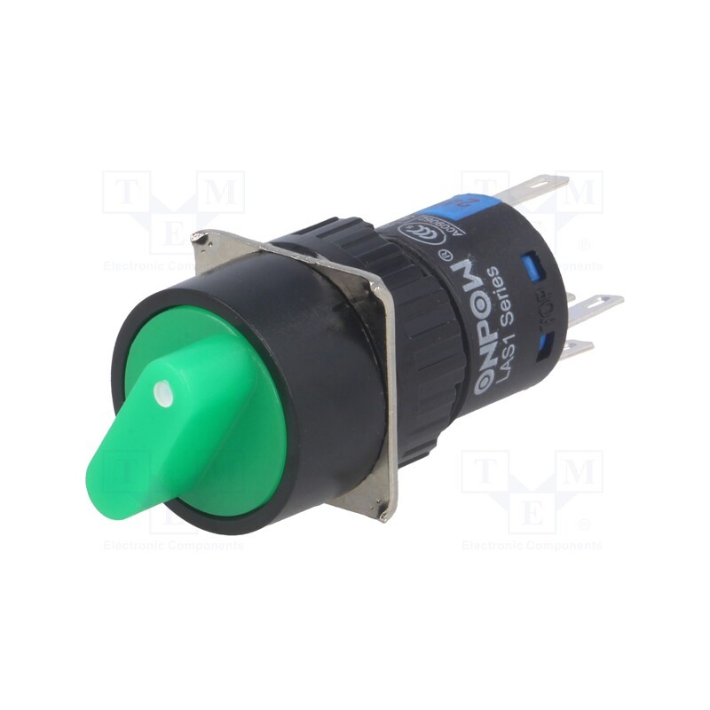 1 pcs x ONPOW - LAS1-AY-11X/21/G/24V - Switch: rotary, Pos: 2, SPDT, 3A/220VAC, 2A/24VDC, -20÷55°C, 50mΩ