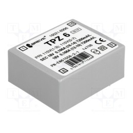 1 pcs x BREVE TUFVASSONS - TPZ6/2*115/2*18V - Transformer: mains, 6VA, 115VAC,230VAC, 18V, 18V, PCB, IP00