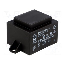 1 pcs x HAHN - BV EI 422 1219 - Transformer: encapsulated, 6VA, 230VAC, 6V, 6V, 500mA, 500mA, PCB