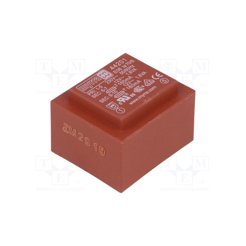 1 pcs x MYRRA - 44201 - Transformer: encapsulated, 3.2VA, 230VAC, 12V, 12V, 133mA, 133mA
