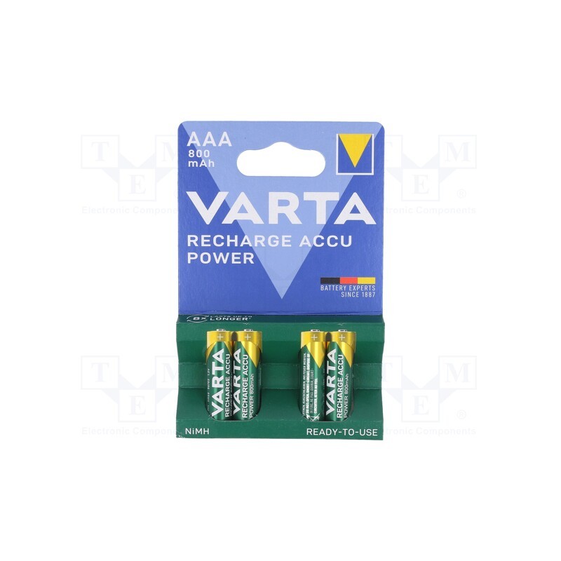 1 set x VARTA - 56 703 101 404 - Re-battery: Ni-MH, AAA,R3, 1.2V, 800mAh, LONGLIFE, blister, 4pcs.