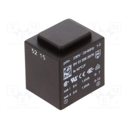 1 pcs x HAHN - BV EI 306 2076 - Transformer: encapsulated, 3.2VA, 230VAC, 9V, 9V, 178mA, 178mA, PCB