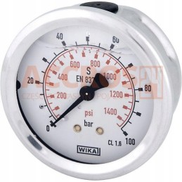 Glycerin manometer, diameter 63 mm, 100 bar, connection