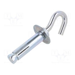 1 pcs x DROMET - ZHR10120 - Hook, angular,with a anchor, steel, zinc, Thread len: 75mm