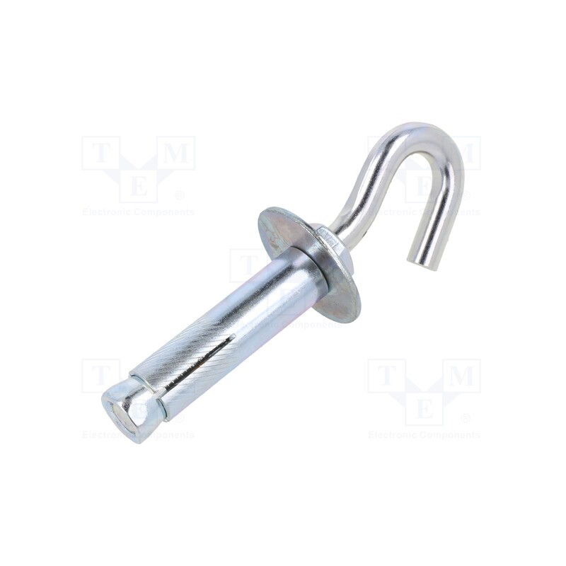 1 pcs x DROMET - ZHR10120 - Hook, angular,with a anchor, steel, zinc, Thread len: 75mm