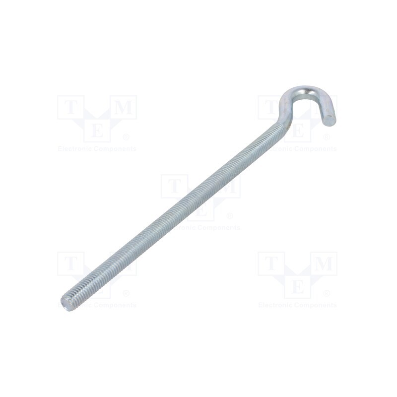 1 pcs x DROMET - HZ10225 - Hook, angular, steel, zinc, Thread len: 180mm, Overall len: 225mm