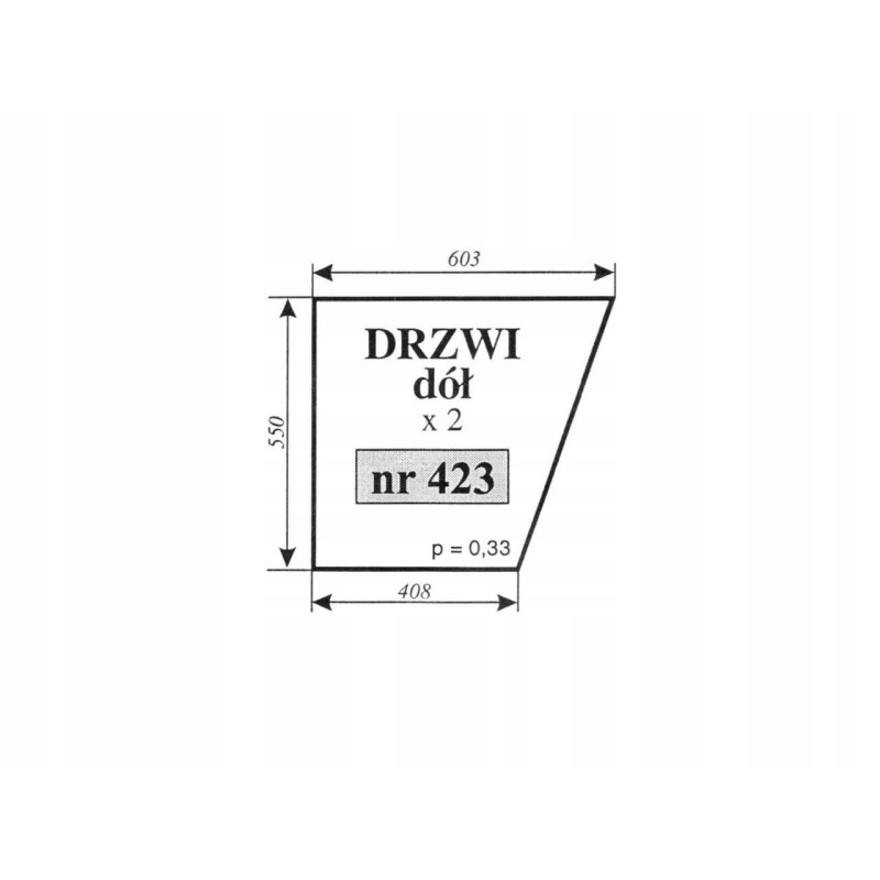 Lower door glass Ursus 2812 Smolniki 423