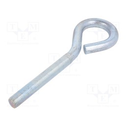 1 pcs x DROMET - HO16210 - Hook, ring, steel, zinc, Thread len: 110mm, Overall len: 210mm