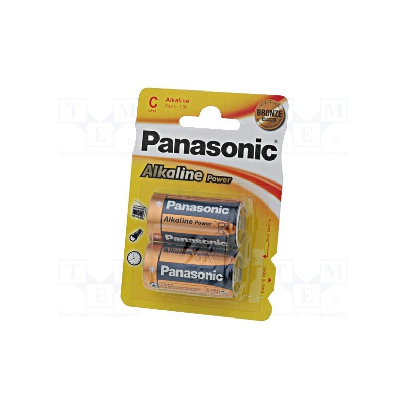 1 set x PANASONIC - 5410853039242 - Battery: alkaline, 1.5V, C, non-rechargeable, 2pcs, BRONZE