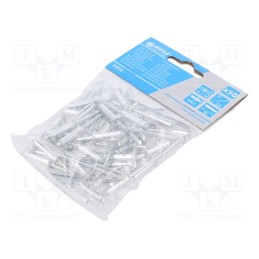 1 pcg x MEGA - 59518 - Rivet, aluminium, Rivet diam: 4.8mm, L.rivet: 18mm, 50pcs.