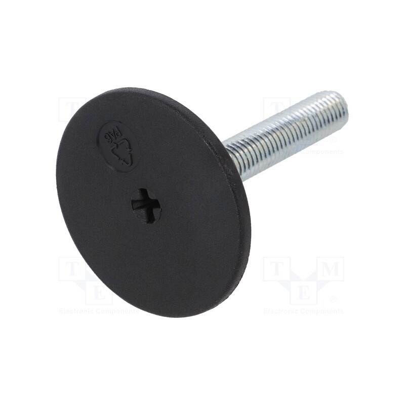 1 pcs x ELESA+GANTER - LX.50-SW19-M10X48-S - Foot, rigid,with screwdriver slot,with lever, Base dia: 50mm