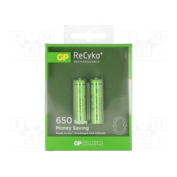 1 set x GP - 65AAAHCE - Re-battery: Ni-MH, AAA,R3, 1.2V, 650mAh, LSD, blister, 2pcs.