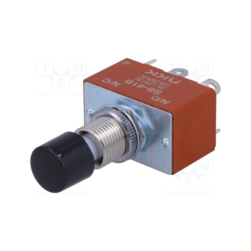 1 pcs x NKK SWITCHES - SB61B - Switch: push-button, Pos: 2, SPST, 3A/125VAC, 1.5A/250VDC, ON-(ON)