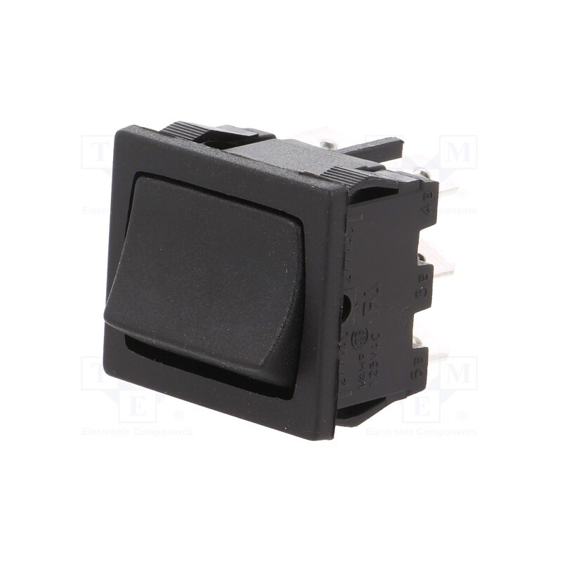 1 pcs x BULGIN - H8660VBBB - ROCKER, DPDT, Pos: 2, ON-ON, 10A/250VAC, 10A/28VDC, black, none, 8650