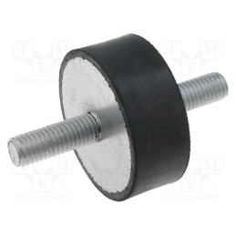 1 pcs x ELESA+GANTER - DVA.1-50-20-M10-28-55 - Vibration damper, M10, Ø: 50mm, rubber, L: 20mm, Thread len: 28mm