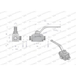 3-way hydraulic ball valve 3 2 m22x1 5 15