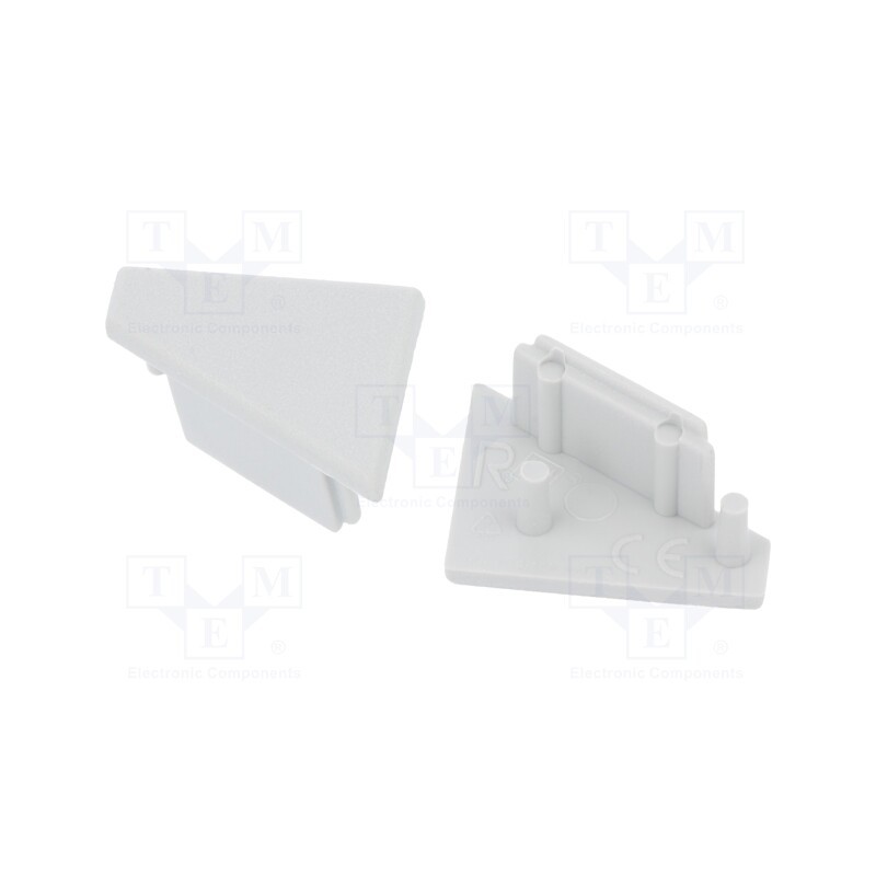 1 set x TOPMET - 83150022 -AS - Cap for LED profiles, grey, 2pcs, ABS, CORNER10