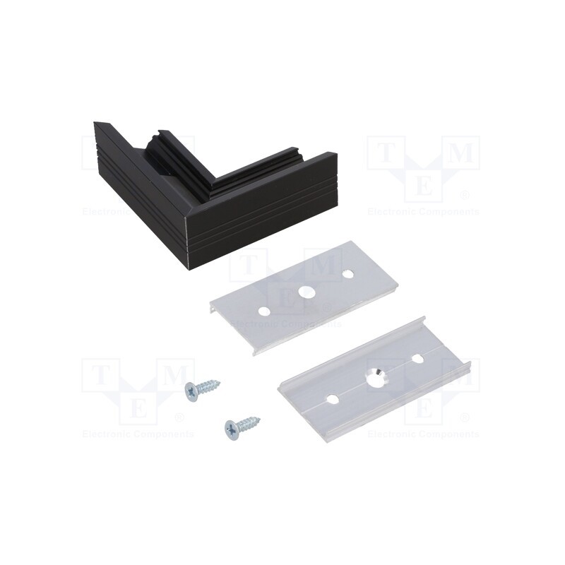 1 set x TOPMET - A4990021 - Connector 90°, black, aluminium, anodized, CORNER14