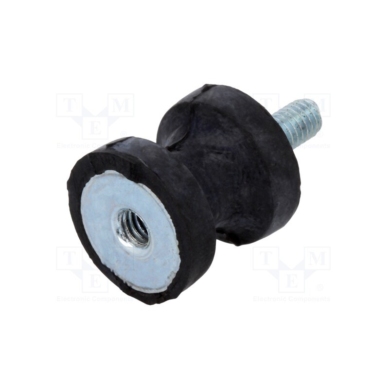 1 pcs x ELESA+GANTER - DVC.2-15-8,5-15-M4-10-55 - Vibration damper, M4, Ø: 15mm, rubber, L: 15mm, Thread len: 10mm