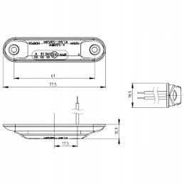 Red slim front lamp 4 LED 12v 24v