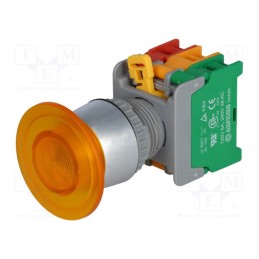 1 pcs x AUSPICIOUS - EBL22-1O/C Y, W/O LAMP - Switch: push-button, 22mm, Stabl.pos: 1, NC + NO, yellow, 3A/230VAC