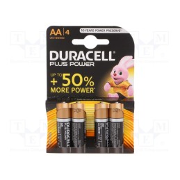 1 set x DURACELL - LR6 AA PLUS POWER K4 - Battery: alkaline, 1.5V, AA, non-rechargeable, 4pcs, Plus