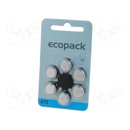 1 set x VARTA MICROBATTERY - 4600 726 406 - Battery: zinc air (ZnO2), 1.4V, AC675,coin,R1154, 610mAh, 6pcs.