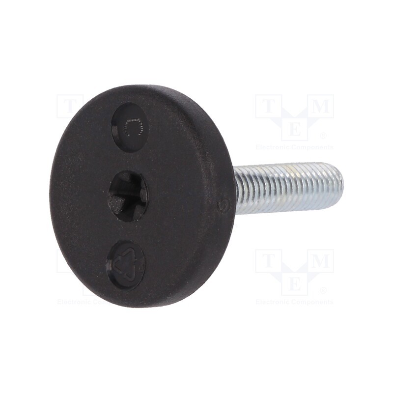 1 pcs x ELESA+GANTER - LX.25-SW13-M6X26-S - Foot, rigid,with screwdriver slot,with lever, Base dia: 25mm, M6