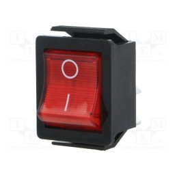 1 pcs x BULGIN - C1353VQGBR3602AW - ROCKER, DPST, Pos: 2, ON-OFF, 16A/250VAC, red, neon lamp, 250V, 1350