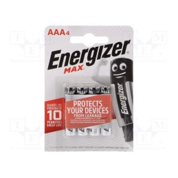 1 set x ENERGIZER - 7638900426687 - Battery: alkaline, 1.5V, AAA, non-rechargeable, 4pcs, MAX