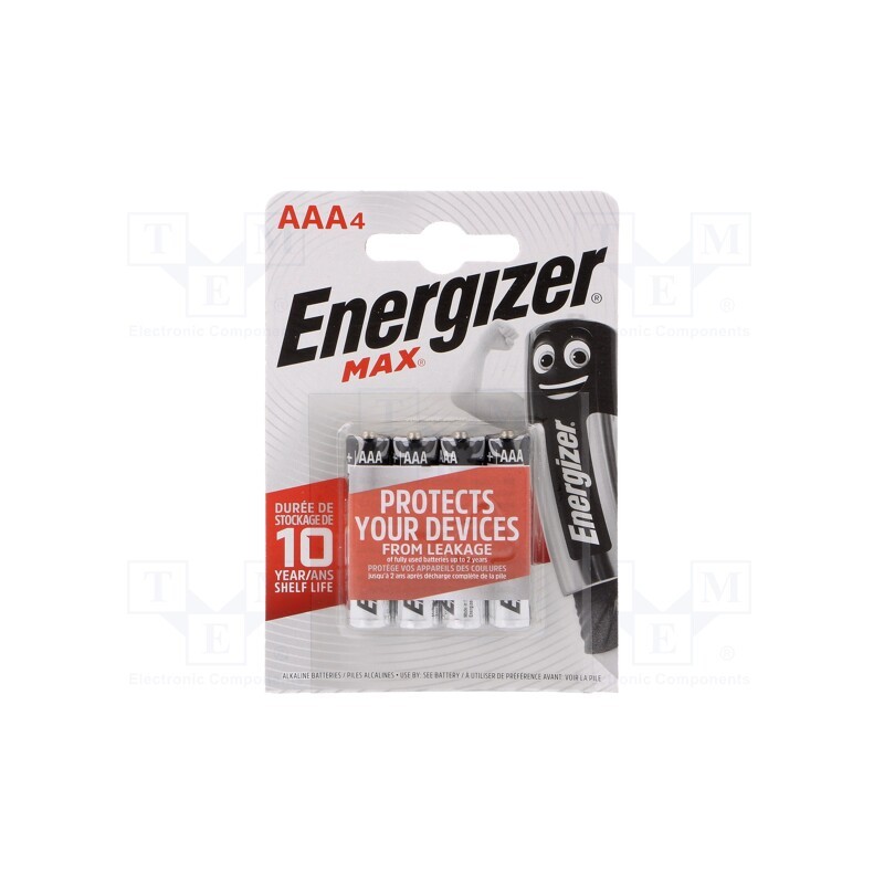 1 set x ENERGIZER - 7638900426687 - Battery: alkaline, 1.5V, AAA, non-rechargeable, 4pcs, MAX