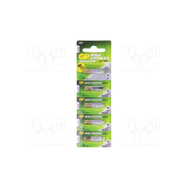 1 set x GP - 27A B5 - Battery: alkaline, 12V, 27A,8LR50,A27,MN27, non-rechargeable