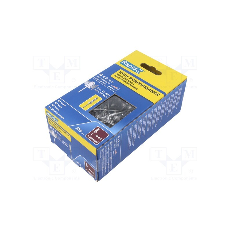 1 pcg x RAPID - 5001439 - Rivet, aluminium, Rivet diam: 4.8mm, L.rivet: 20mm, 250pcs.