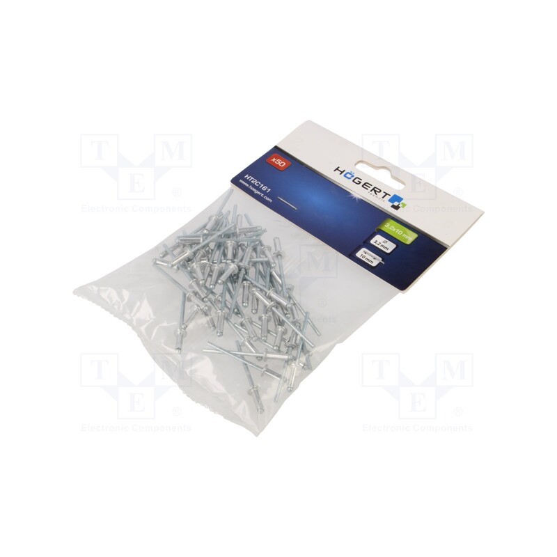 1 pcg x Hu00d6GERT TECHNIK - HT2C161 - Rivet, aluminium, Rivet diam: 3.2mm, L.rivet: 10mm, 50pcs.