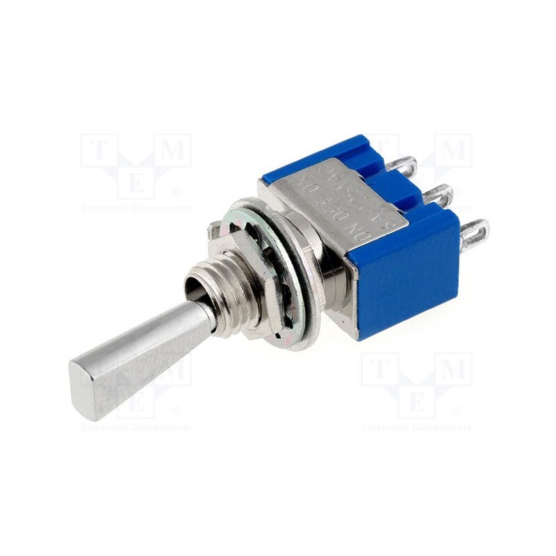 1 pcs x MIYAMA - MS-500D-F - Switch: toggle, Pos: 3, SP3T, ON-OFF-(ON), 6A/125VAC, -10÷55°C, 1kV