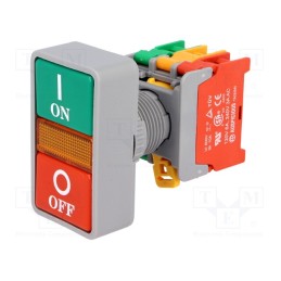 1 pcs x AUSPICIOUS - DPB-22N 2-1O/C - Switch: double, 22mm, Stabl.pos: 1, NC + NO, green/red, 3A/230VAC