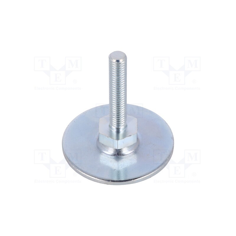 1 pcs x ELESA+GANTER - GN 40-50-M8-40-A0-S -AS - Foot, Base dia: 50mm, M8, steel, Plunger length: 40mm, Plating: zinc