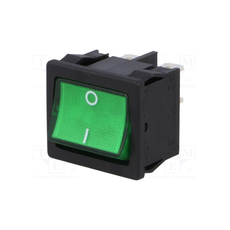 1 pcs x Marquardt - 1805.7118 - ROCKER, DPST, Pos: 2, ON-OFF, 12A/250VAC, green, IP40, filament lamp