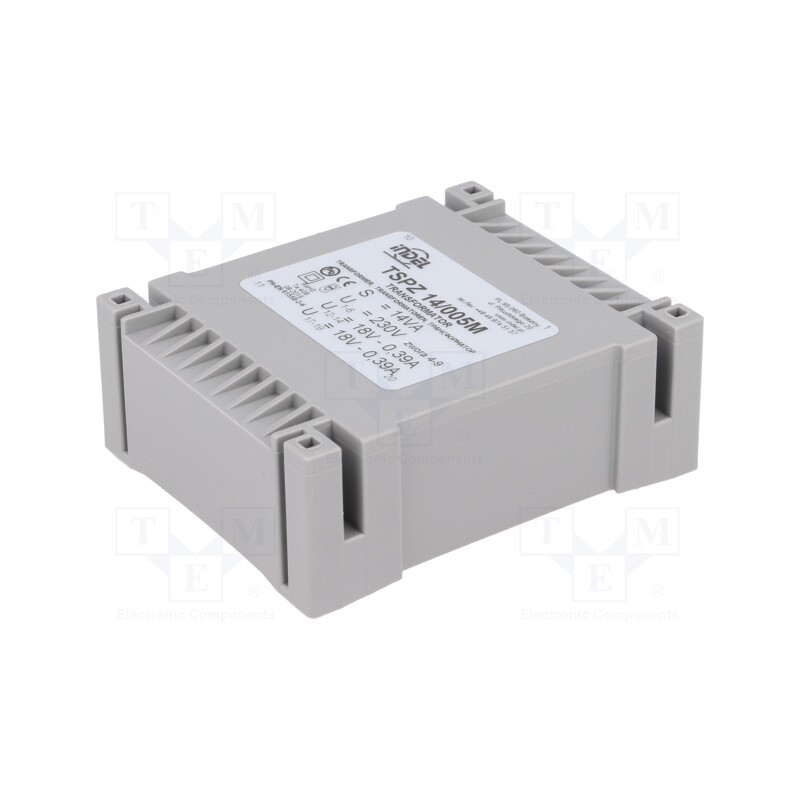 1 pcs x INDEL - TSPZ14/005 - Transformer: encapsulated, 14VA, 230VAC, 18V, 18V, 380mA, 380mA, PCB
