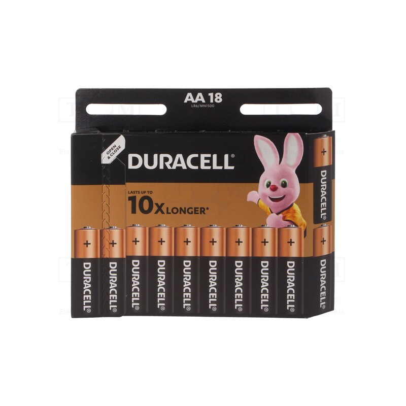 1 set x DURACELL - LR6/AA/MN1500(K18) ECONOMY PACK - Battery: alkaline, 1.5V, AA, non-rechargeable, 18pcs, Industrial