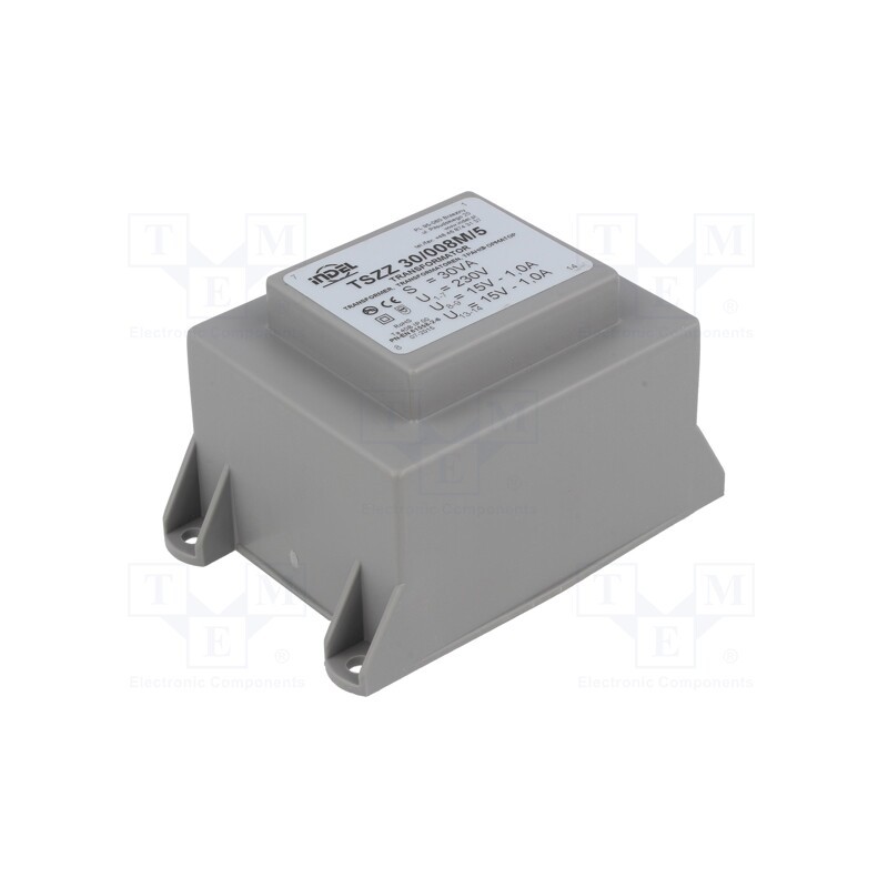 1 pcs x INDEL - TSZZ30/008M/5 - Transformer: encapsulated, 30VA, 230VAC, 15V, 15V, 1A, 1A, PCB, IP00