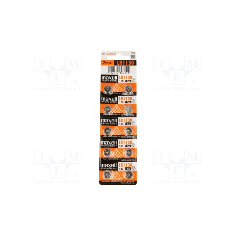 1 set x MAXELL - LR1130 MAXELL B10 - Battery: alkaline, 1.5V, LR1130,LR54,coin,SR54, non-rechargeable