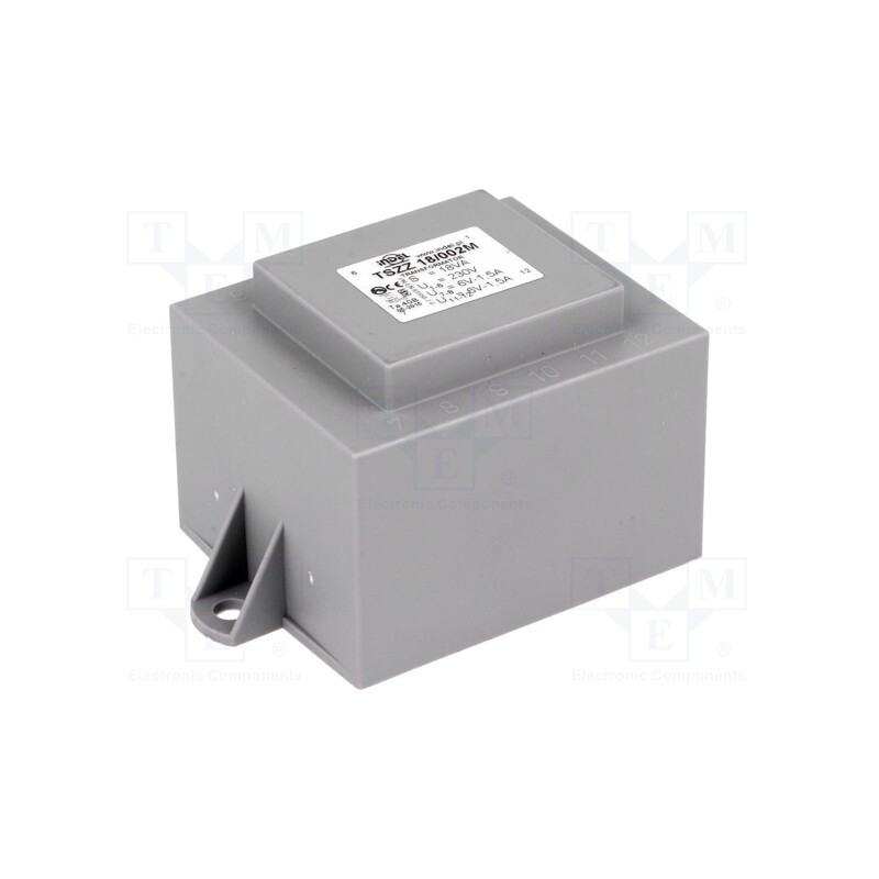 1 pcs x INDEL - TSZZ18/002M - Transformer: encapsulated, 18VA, 230VAC, 6V, 6V, 1.5A, 1.5A, PCB